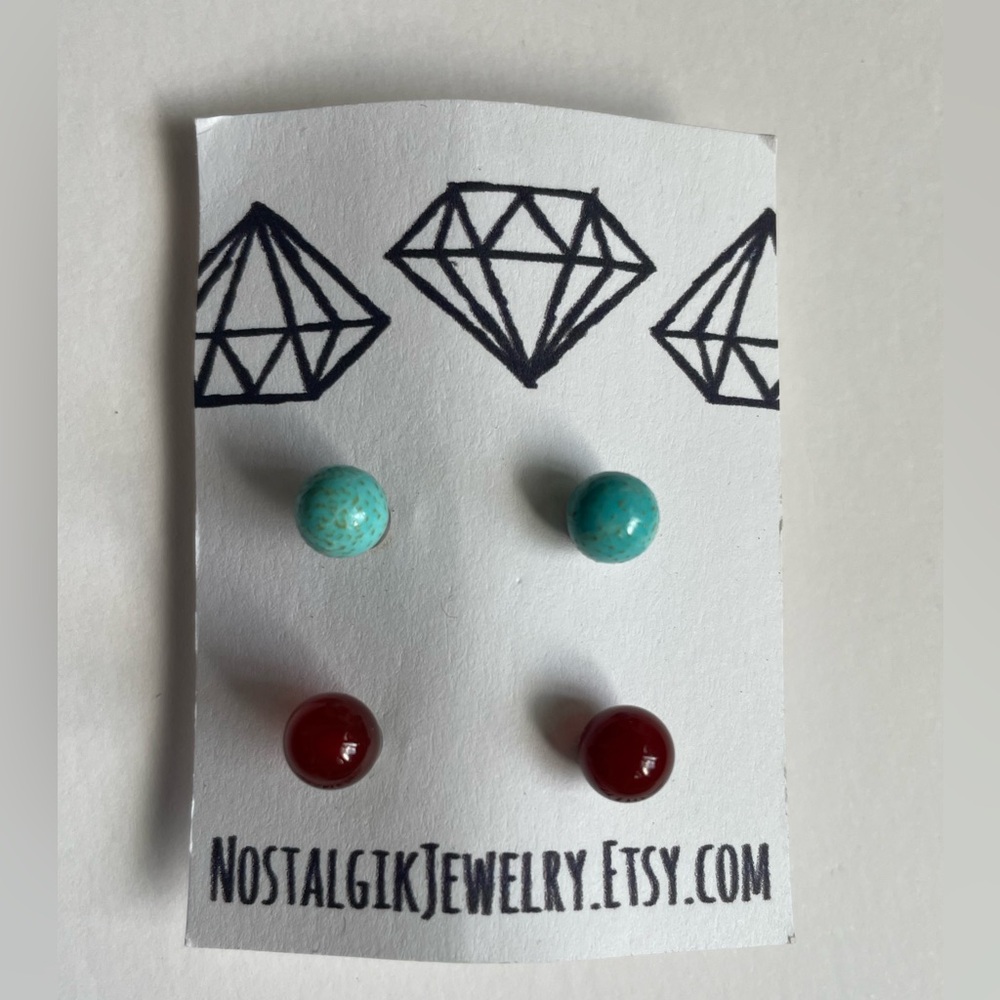 Nostalgik Jewelry Natural Stone Stud Earrings NWT